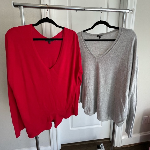 2 Express oversized sweaters Red and Gray Sz L - Picture 2 of 7